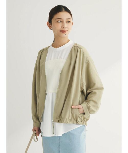 「Green Parks」 「chocol raffine robe」ジップアップブルゾン FREE カーキ レディース_画像8