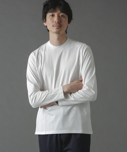 「NANO universe」 長袖Tシャツ S ホワイト メンズ