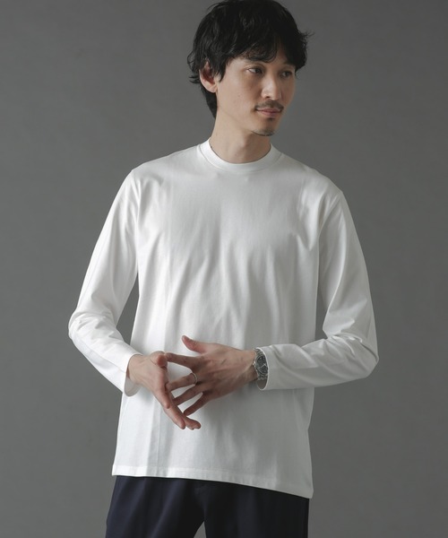「NANO universe」 長袖Tシャツ S ホワイト メンズ