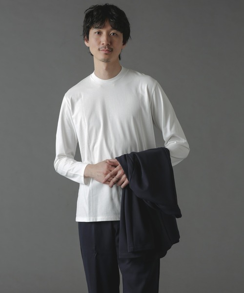 「NANO universe」 長袖Tシャツ S ホワイト メンズ