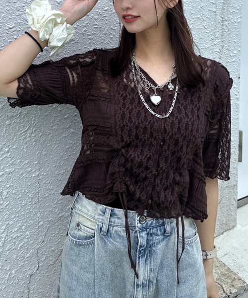 JEANASIS パッチワークレースドロストブラウス JEANASIS｜パッチワークレースドロストブラウス | Rakuten