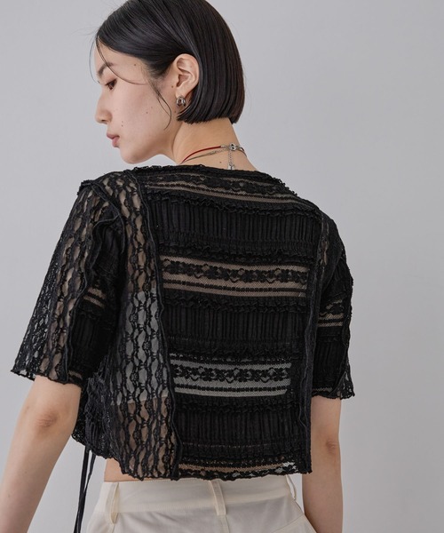 ブラウス シャツ パッチワークレースドロストブラウス/571640 レディース JEANASIS ブラウス シャツ パッチワークレースドロストブラウス