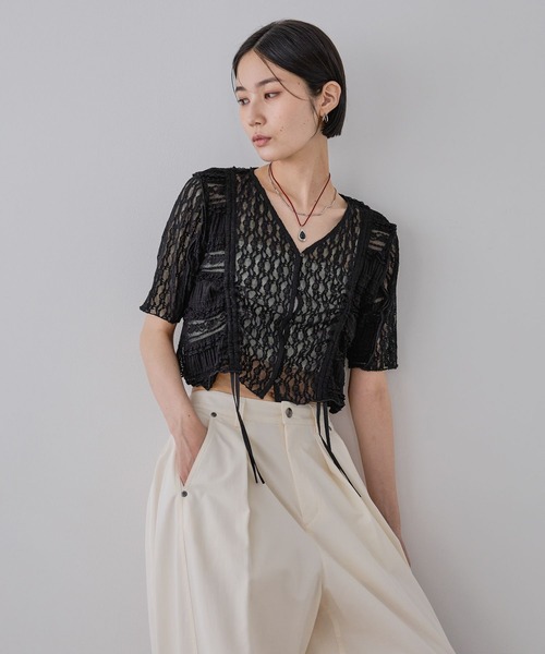JEANASIS パッチワークレースドロストブラウス JEANASIS｜パッチワークレースドロストブラウス | Rakuten