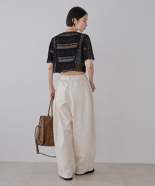 ブラウス シャツ パッチワークレースドロストブラウス/571640 レディース JEANASIS ブラウス シャツ パッチワークレースドロストブラウス