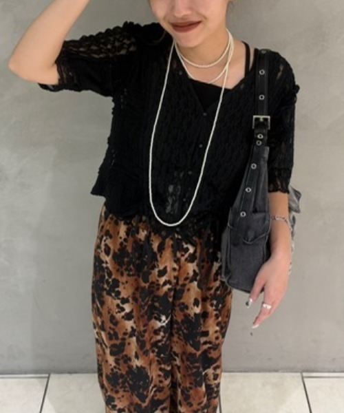 ブラウス シャツ パッチワークレースドロストブラウス/571640 レディース JEANASIS ブラウス シャツ パッチワークレースドロストブラウス
