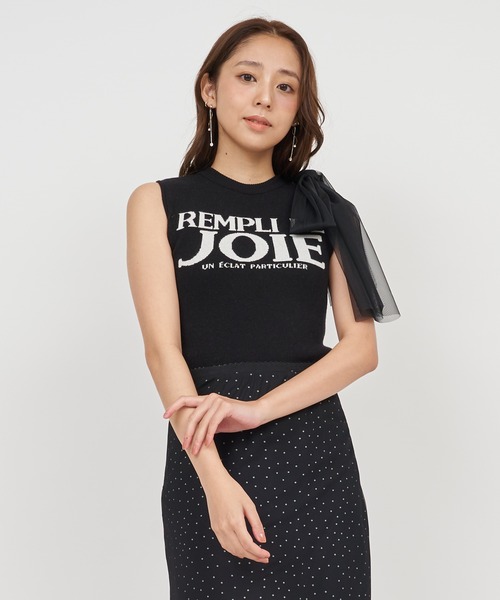 ニット セーター ロゴジャガードビッグリボントップス レディース