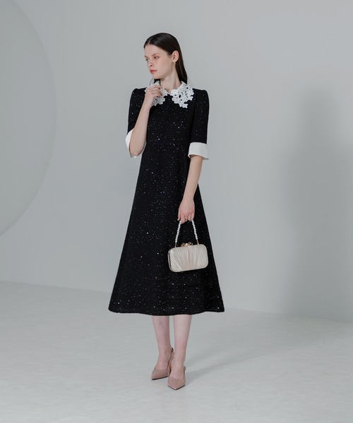 leja ワンピース Leja 「Leja」 7分袖ワンピース SMALL ブラック レディース