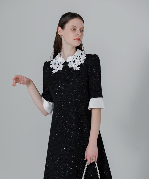 leja ワンピース Leja 「Leja」 7分袖ワンピース SMALL ブラック レディース