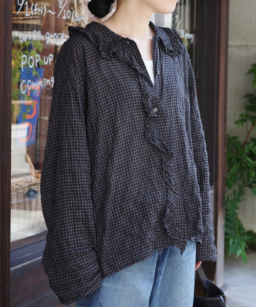 ジャーナルスタンダード ラックス シャーリングローンフリルブラウス JOURNAL STANDARD LUXE ブラウス シャツ 「追加」シャーリング