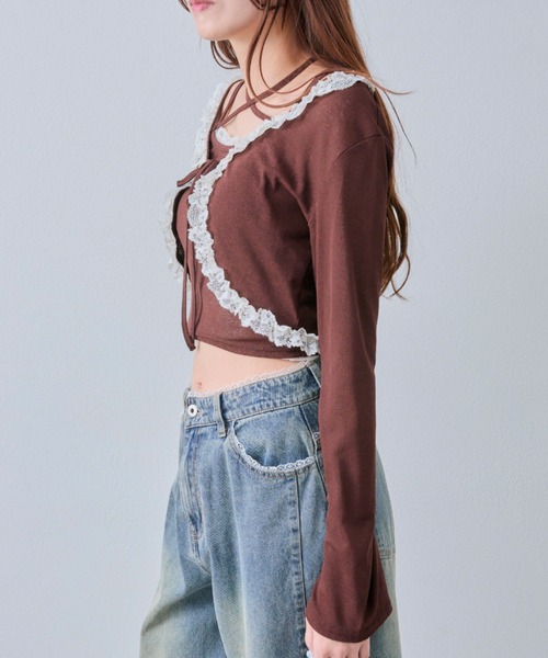 OLIVE des OLIVE（オリーブデオリーブ） カーディガン レースフリル