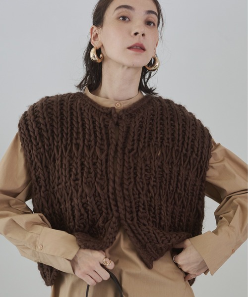 ANGIE ベスト ジレ ハンドニットベスト レディース : ZOZOTOWN Yahoo