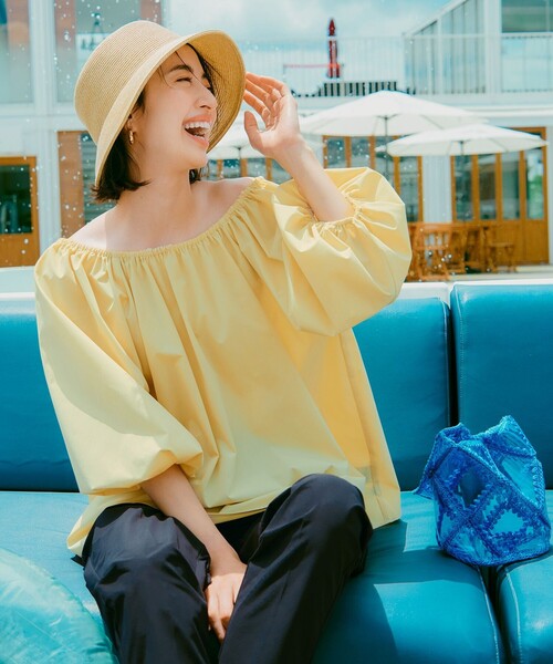 「UNFILO」 7分袖ブラウス MEDIUM イエロー レディース_画像2