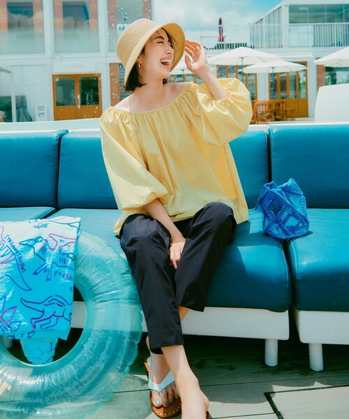 「UNFILO」 7分袖ブラウス MEDIUM イエロー レディース_画像3