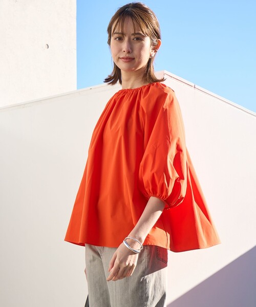 「UNFILO」 7分袖ブラウス MEDIUM イエロー レディース_画像8