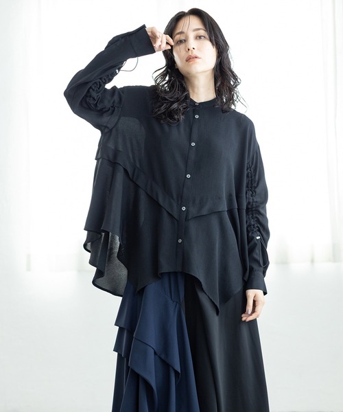 OSMOSIS（オズモーシス） ブラウス シャツ フレアーヘムシャツブラウス