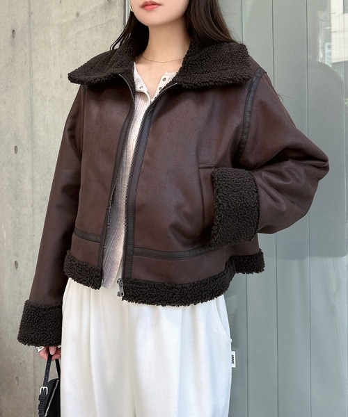 Freesia コート アウター ショート丈ボアフライトジャケット