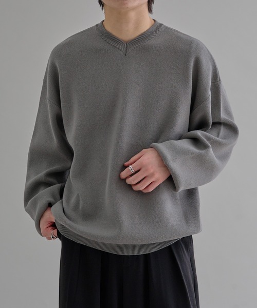 Russeluno グレー Vネックニットセーター サイズ5 ラッセルノ Vネック