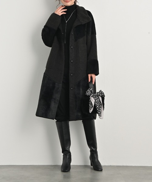 ムートンコート ボアコート 洗えるリバーシブルフェイクムートンコート