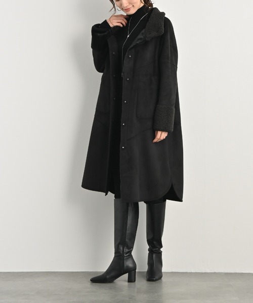 ムートンコート ボアコート 洗えるリバーシブルフェイクムートンコート