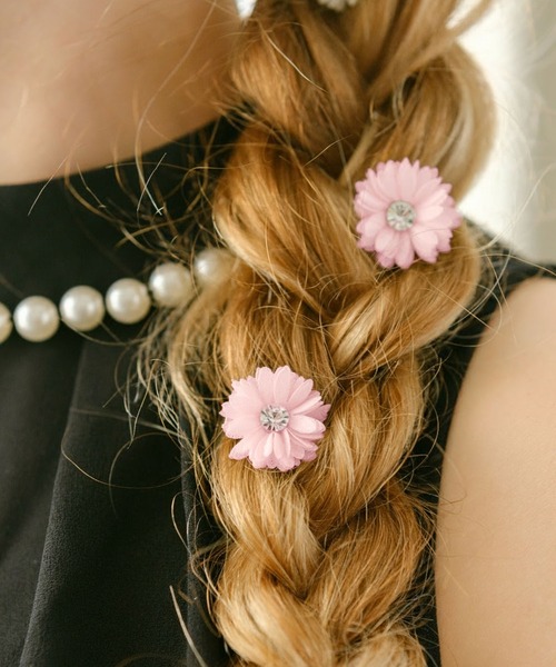 Lady Rora ヘアピン マーガレット お花 ミニ クリップ 2個セット