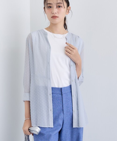 INDIVI（インディヴィ） ブラウス シャツ シアードット切り替え 