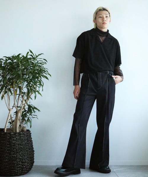 「aimoha」 半袖ポロシャツ LARGE ブラック メンズ_画像6