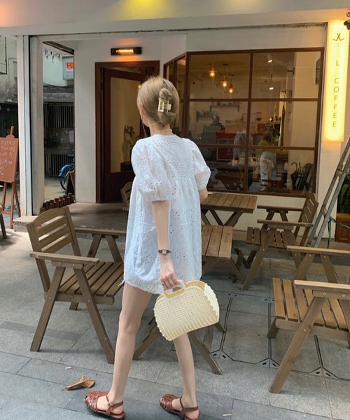 「shopnikoniko」 半袖チュニック フリー ホワイト レディース_画像6