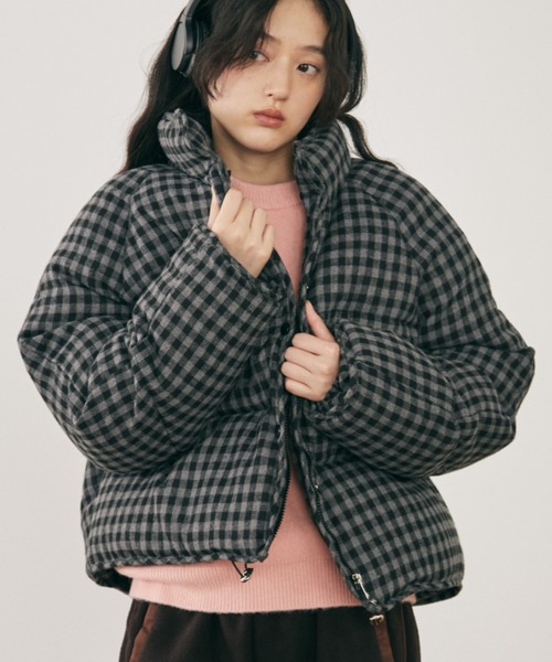 MERLOT（メルロー） ダウンコート ダウンジャケット チェック中綿