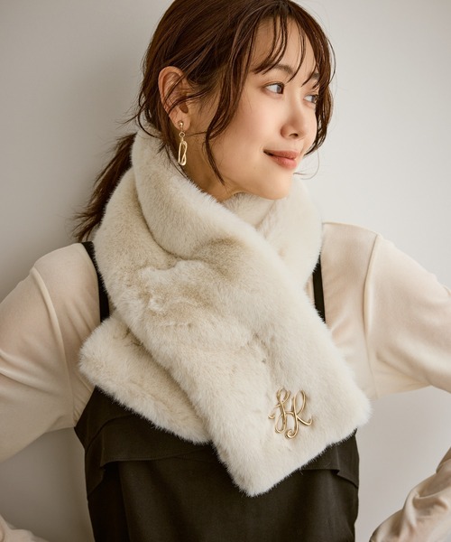 エムズグレイシー フード付きポンチョ ファー ベージュ ストール フードマフラー フード付きポンチョストール（95-70MI03-204）｜モノコムサ（MONO