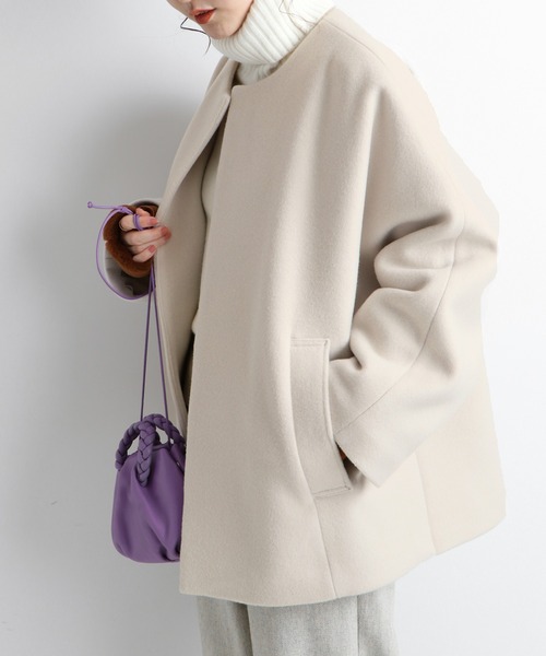 IENA（イエナ） ノーカラーコート 36 ネイビー レディース : ZOZOTOWN