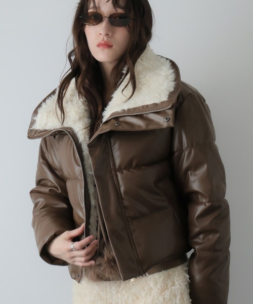 vintage ダウンジャケット　ファージャケット　短丈　裏ボア　アメカジ 裏起毛 ボアジャケット ショート丈 ジャンパーあったか MA-1 フード