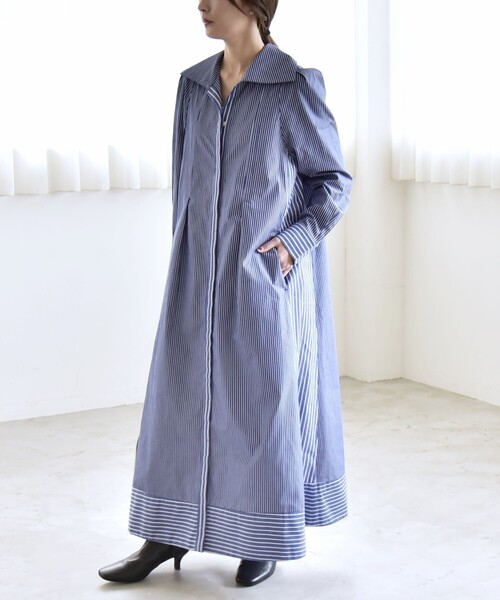 ワンピース quaranciel:「洗濯機可能」ビッグカラー Aライン シャツ ワンピースの画像
