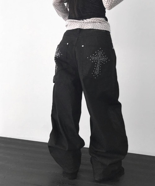 inst.ALL ワイドパンツ ジーンズ デニム デニムパンツ レオパード柄