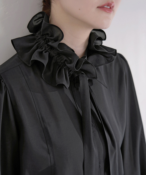 【新品タグ付き】IENA リネン シアー ブラウス フリル 長袖 イエナ イエナ IENA フリルネックブラウス （ホワイト） - ファッション通販