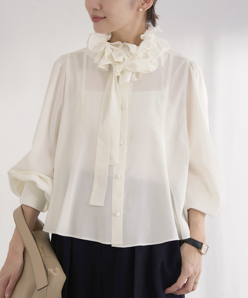 【新品タグ付き】IENA リネン シアー ブラウス フリル 長袖 イエナ 新品タグ付き】IENA リネン シアー ブラウス フリル 長袖 イエナ