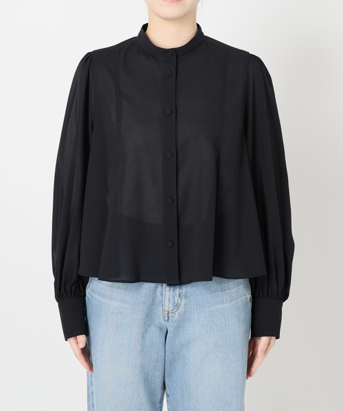 IENA（イエナ） ブラウス シャツ ＆NAVY シアーボウタイブラウス