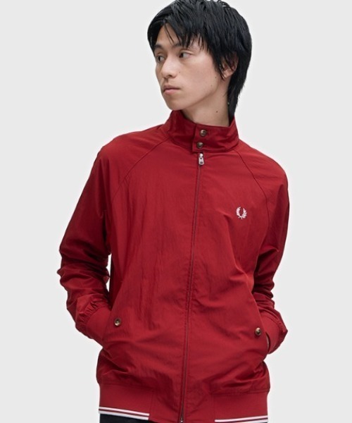 FRED PERRY 【Lサイズ】キルティング スイングトップ ネイビー×赤 FRED PERRY（フレッドペリー） ハリントンジャケット メンズ