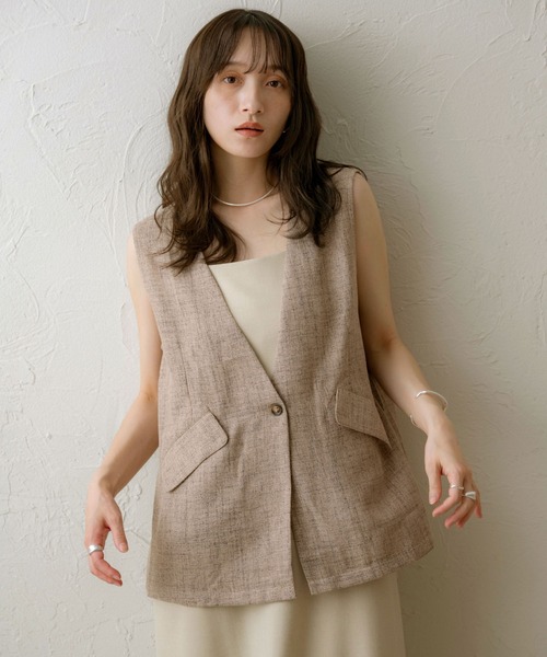 「NOAHL」 ベスト FREE ライトベージュ レディース_画像4