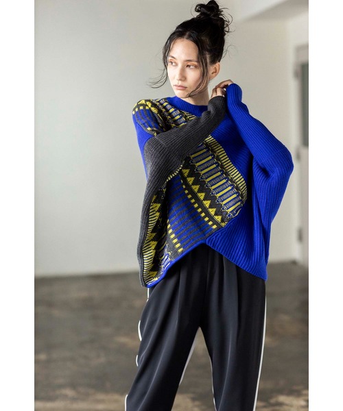 「OSMOSIS」 長袖ニット ONE SIZE ダークグレー レディース_画像5