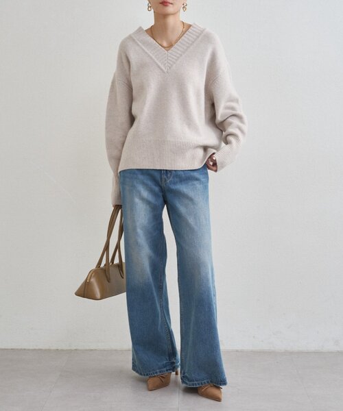 「LOUNGEDRESS」 長袖ニット FREE ベビーピンク レディース_画像2