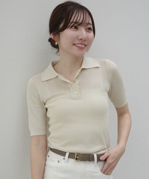 ニット セーター 「ZOZO限定カラー」テンセルポロニットトップス レディースの画像