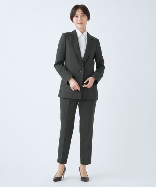 「SUIT SELECT」 パンツスーツ LL チャコールグレー レディース