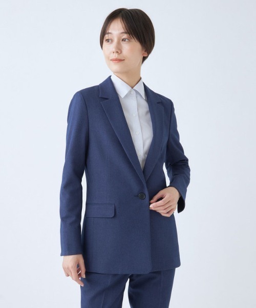 「SUIT SELECT」 パンツスーツ LL チャコールグレー レディースの画像