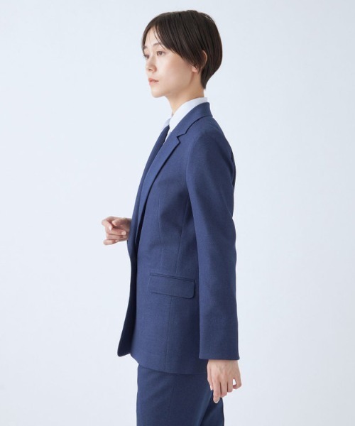 「SUIT SELECT」 パンツスーツ LL チャコールグレー レディースの画像