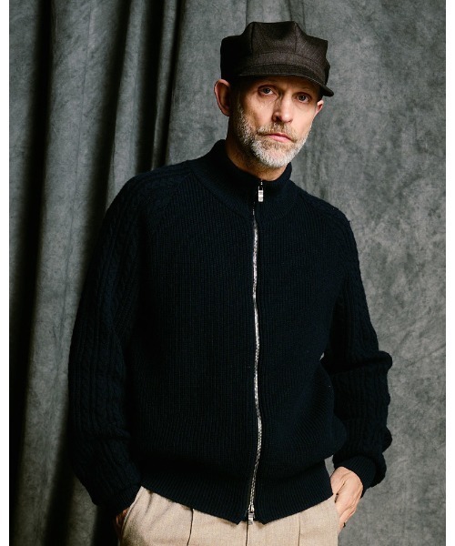 カーディガン lomond×powder zip-up knit メンズの画像