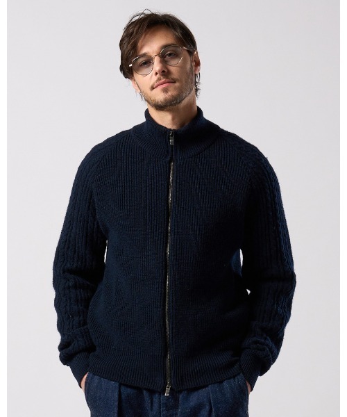 カーディガン lomond×powder zip-up knit メンズの画像