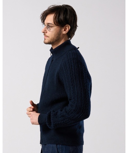 カーディガン lomond×powder zip-up knit メンズの画像