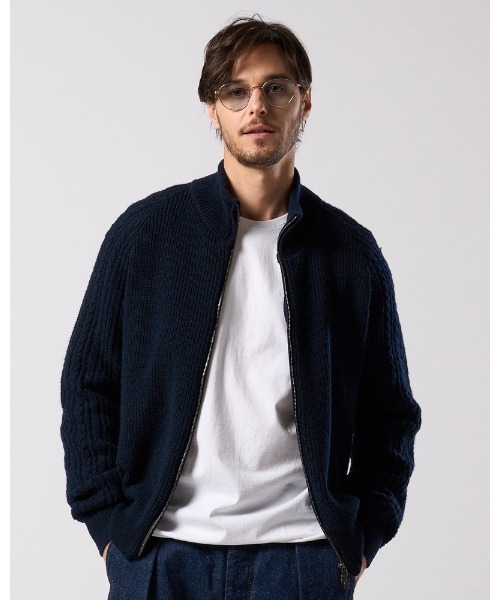 カーディガン lomond×powder zip-up knit メンズの画像