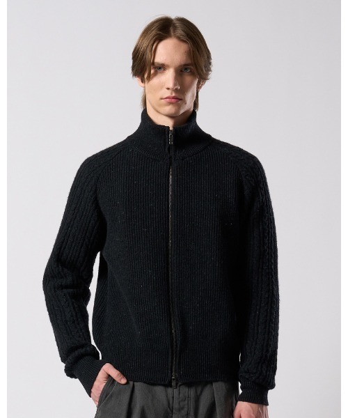 カーディガン lomond×powder zip-up knit メンズの画像