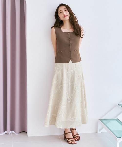 刺繍スカート　Mサイズ MISCH MASCH（ミッシュマッシュ） ロング スカート 2026春夏新作 麻調